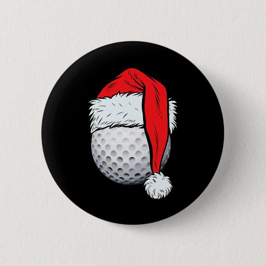 Kerst golfbal Sinterklaas hoed Kerstmis golfen jon Ronde Button 5,7 Cm (Voorkant)