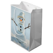 Kerst golfbal sneeuwman medium cadeauzakje (Achterkant Gekanteld)