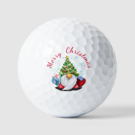 Kerst golfballen kabouter met cadeau (Voorkant)