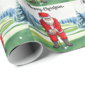 Kerst golfen met de Kerstman op golfbaan Cadeaupapier (Rol Hoek)