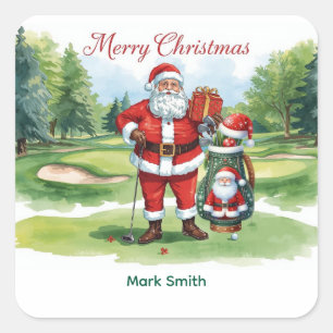 Kerst golfen met de Kerstman op golfbaan Vierkante Sticker