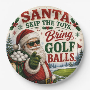 Kerst golfen Santa Golfer bij golf vlag Papieren Bordje