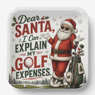 Kerst golfen Santa Golfer bij golf vlag Papieren Bordje
