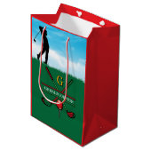 Kerst Golfer Monogram  Design Medium Cadeauzakje (Voorkant Gekanteld)