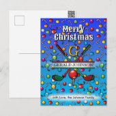 Kerst Golfer Monogram Ontwerp Feestdagenkaart (Voorkant / Achterkant)