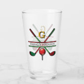 Kerst Golfer Monogram Ontwerp Glas (Achterkant)