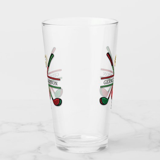 Kerst Golfer Monogram Ontwerp Glas (Links)