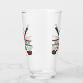 Kerst Golfer Monogram Ontwerp Glas (Rechts)
