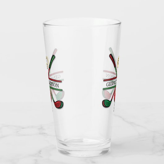 Kerst Golfer Monogram Ontwerp Glas (Rechts)
