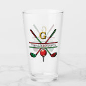 Kerst Golfer Monogram Ontwerp Glas (Voorkant)