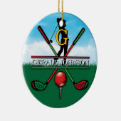 Kerst Golfer Monogram Ontwerp Keramisch Ornament (Rechts)