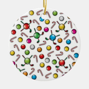 Kerst Golfer Monogram Ontwerp Keramisch Ornament