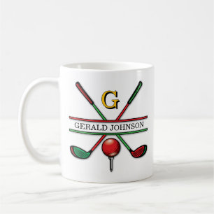 Kerst Golfer Monogram Ontwerp Koffiemok