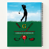 Kerst Golfer Monogram Ontwerp Notitieboek (Achterkant)