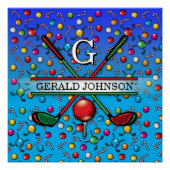 Kerst Golfer Monogram Ontwerp Perfect Poster (Voorkant)