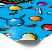 Kerst Golfer Monogram Ontwerp Perfect Poster (Hoek)