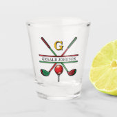 Kerst Golfer Monogram Ontwerp Shot Glas (Voorkant)
