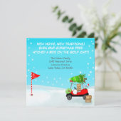 Kerst Golfkar met Bewegende Dozen Golf  Aankondiging (Staand voorkant)