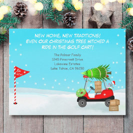 Kerst Golfkar met Bewegende Dozen Golf Aankondiging