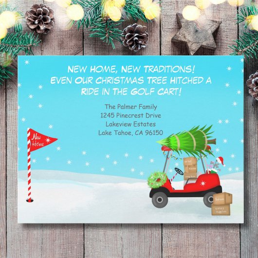 Kerst Golfkar met Bewegende Dozen Golf Aankondiging
