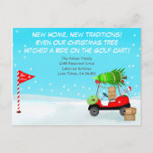 Kerst Golfkar Met Bewegende Dozen Golf Aankondigingskaart (Voorkant)