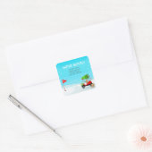Kerst Golfkar met Bewegende Dozen Golf Vierkante Sticker (Envelop)