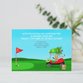 Kerst Golfkar Met Verhuisdozen Golfbaan Aankondiging (Staand voorkant)