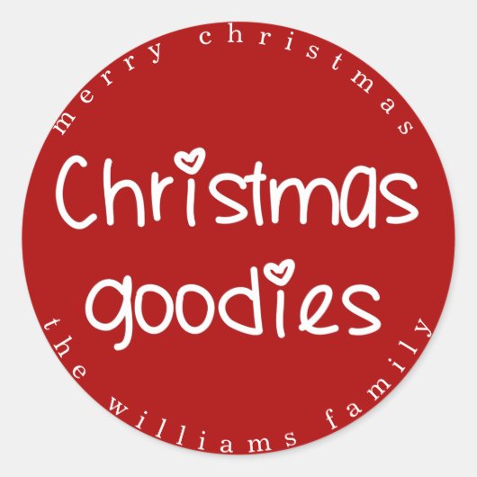 Kerst Goodies - gepersonaliseerd rood Ronde Sticker (Voorkant)