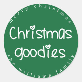 Kerst Goodies - Gepersonaliseerde Groen Ronde Sticker