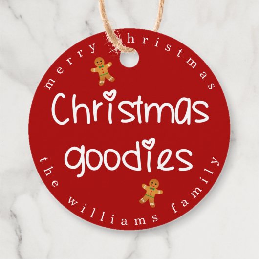 Kerst Goodies - Schattige Gingerbread Heren Rood Bedankjes Labels (Achterkant)