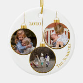 Kerst Goud Aangepaste Foto Familie Sjabloon Keramisch Ornament (Voorkant)