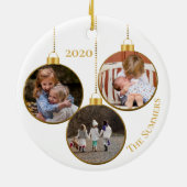 Kerst Goud Aangepaste Foto Familie Sjabloon Keramisch Ornament (Achterkant)