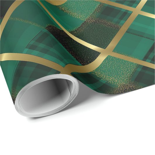 Kerst goud en groen geplakt patroon cadeaupapier (Rol Hoek)