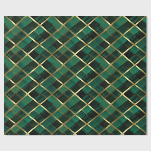 Kerst goud en groen geplakt patroon cadeaupapier (Vlak)