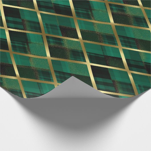 Kerst goud en groen geplakt patroon cadeaupapier (Hoek)