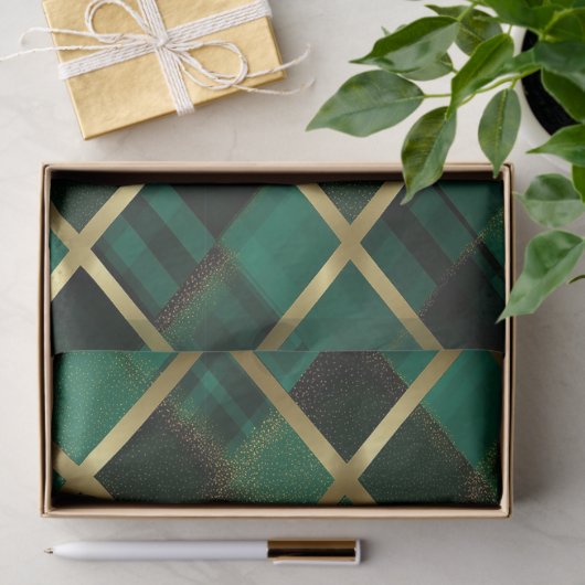 Kerst goud en groen geplakt patroon tissuepapier (Geschenk)
