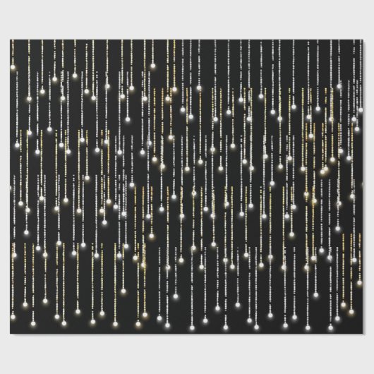 Kerst Goud en Zilver Mousserende Lichten Cadeaupapier (Vlak)