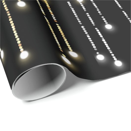 Kerst Goud en Zilver Mousserende Lichten Cadeaupapier (Rol Hoek)