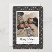 Kerst Goud en Zwart Familiefoto Feestdagenkaart (Voorkant)