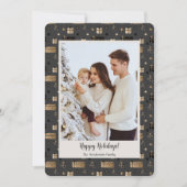 Kerst Goud en Zwart Familiefoto Feestdagenkaart (Voorkant)