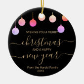 Kerst Goud Feestelijke Kleurrijke Hanging Ornament (Voorkant)