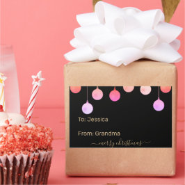 Kerst Goud Feestelijke Kleurrijke Hanging Ornament Rechthoekige Sticker