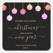 Kerst Goud Feestelijke Kleurrijke Hanging Ornament Vierkante Sticker (Voorkant)