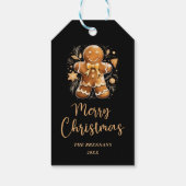 Kerst Goud Gingerbread Vrolijke Feestelijke Vakant Cadeaulabel (Achterkant)