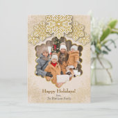 Kerst Goud Glitter Sneeuwvlok Foto Feestdagenkaart (Staand voorkant)