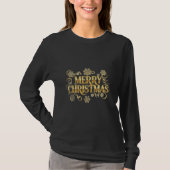 Kerst Goud Glitter Sneeuwvlokken Script T-shirt (Voorkant)