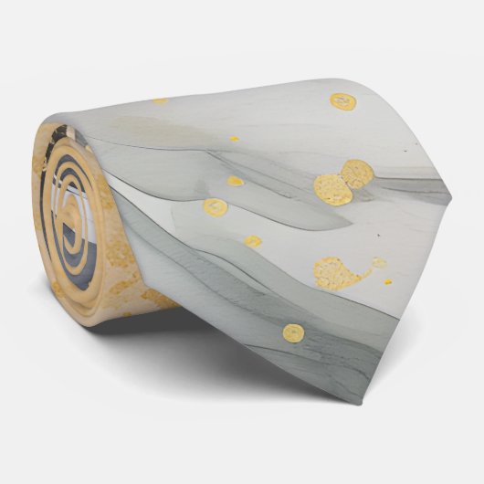 Kerst Goud Grijs Vulkaanuitbarsting Stropdas (Opgerold)