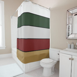 Kerst Goud Groen Rood Zilver en Witte Strepen Douchegordijn