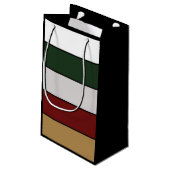 Kerst Goud Groen Rood Zilver en Witte Strepen Klein Cadeauzakje (Achterkant Gekanteld)