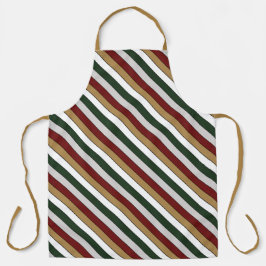 Kerst Goud Groen Rood Zilver en Witte Strepen Schort
